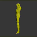 3D Rendered Child Character In Dark Outfit With Red Belt Long Boots And Black Hair