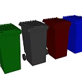 Public Colorful Trash Bins With Wheels For Waste Sorting 3d model
