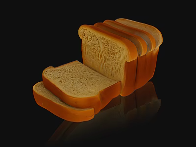 Fresh Sliced Bread Loaf With Golden Crust And Soft Inner Texture 3d model