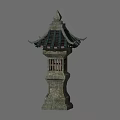 Traditional Stone Outdoor Light With Pagoda Roof And Square Lantern Body