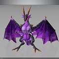 Purple Fantasy Dragon Character With Orange Horns Sharp Claws And Purple Wings