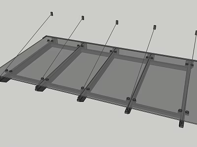 Modern Transparent Sunshade With Metal Frame And Glass Panel Support Structure 3d model