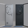 Security Door Metal Design With Lock Details And Open Closed Structure Features 3d model
