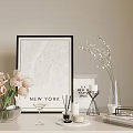 Cream Style Ornaments Vase Candle Book Hanging Picture 3d model