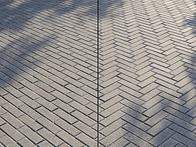 Herringbone Pattern Brick Paved Ground With Natural Shadows In Outdoor Space 3d model