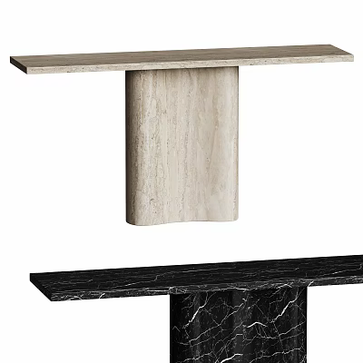 Modern Console Table Design With Light And Dark Marble Finishes And Sleek Minimalist Structure 3d model