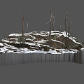 Modern Terrain Rock Terrain Rock Terrain with Light Snow 3d model