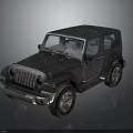 Black Classic Jeep Off Road Vehicle With Round Headlights And Rugged Body