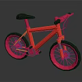 Red Bicycle With Black Seat And Black Tires In Simple Modern Design