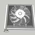 Modern Air Conditioner Fan With Square Grid Panel And Rotating Blades 3d model