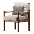 Stylish Single Sofa With Wooden Frame And Beige Fabric Upholstery Featuring Gray Accent Pillow