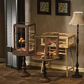 Elegant Wooden Decorative Cabinets With Glass Doors And Fruit Display In Living Room