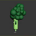 Cute Cartoon Broccoli Character With Eyes Arms Legs On Dark Background