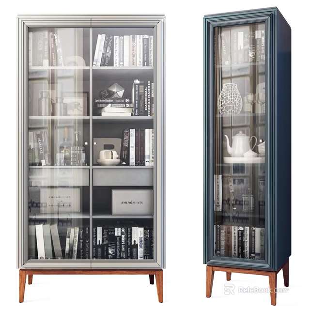 Modern Luxury Glass Display Chest Of Drawers for Storing Books Teaware And Home Decorations 3d model 