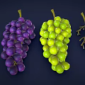 Cartoon Grape Stylized Grape Cartoon Fruit Low Poly Fruit Green Grape Purple Grape 3d model
