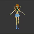 Red Haired Fairy With Blue Outfit Wings White Gloves And Blue Boots