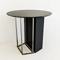 Sleek Black Round Table With Modern Metal Frame And Smooth Surface 3d model