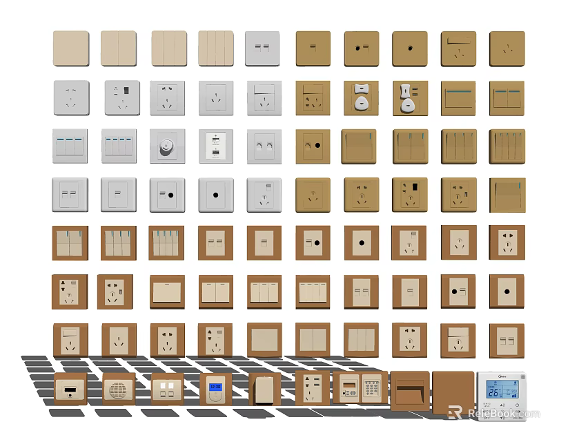 Modern Switch Panels With Various Colors And Diverse Design Options 3d model