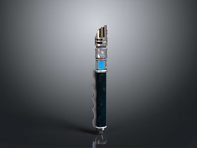 Detailed Lightsaber With Blue Blade And Layered Metallic Hilt Design 3d model