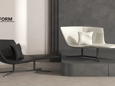 Modern White Leather Lounge Chair With Pillow And Metal Frame Interior Design 3d model