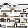 Various Styles of Traditional Chinese Gates Featuring Ancient Architectural Elements Wooden Frames and Tile Roofs