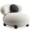 Plush Light Gray Sofa Stool With Black Cushion And Dark Wooden Legs