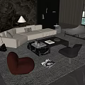 Modern sofa coffee table combination 3d model