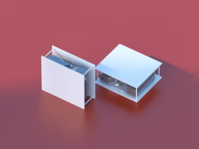 Modern Projection Monitoring Device With White Casing Structure And Internal Components On Red Background 3d model