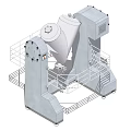 Industrial V-type Mixer with Silver Conical Containers Metal Stand and Safety Guardrail