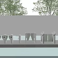 Public Facilities Various Stainless Steel Entry Turnstiles For Outdoor Public Area With Trees