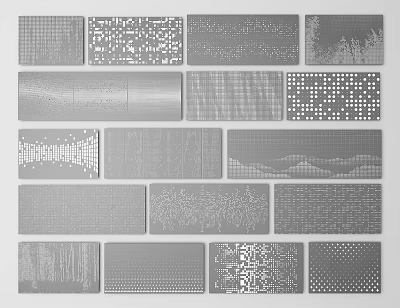 Modern Feature Wall Designs With Various Geometric Patterns Perforated Textures And Decorative Elements 3d model
