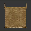 Yellow Wicker Square Storage Basket With Handles For Home Organizing 3d model
