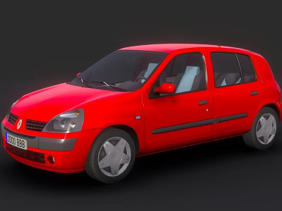3D Rendered Red Four Door Hatchback Car With Silver Wheels And Dark Background 3d model