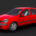 3D Rendered Red Four Door Hatchback Car With Silver Wheels And Dark Background