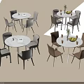 Modern Office Interior with Round Negotiation Tables and Multi Colored Chairs 3d model