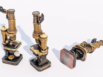 Retro microscope old microscope old objects 3d model