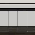Black Frame Transparent Glass Sliding Door With Indoor Furniture And Wooden Floor