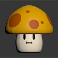 Adorable Yellow Mushroom With Orange Spots And Smiling Face As Tasty Food