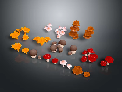 Vibrant Plant Strawberries In Red And White With Different Shapes On Dark Surface 3d model