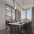Modern Elegant Living Dining Room Interior Design With Blue Rug Sofa Dining Table And Artwork