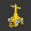 Yellow Four Legged Robot Biomorphic Design With Mechanical Structure And Sensors Lights
