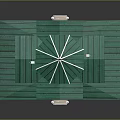 Traditional Building Featuring Green Dome Roof Wooden Structure and White Railings