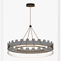 Modern Elegant Circular Glass Chandelier With Brass Metal Frame And Decorative Design Details