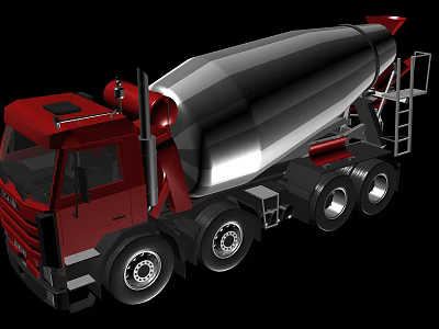 Red Concrete Mixer Truck For Efficient Construction Site Concrete Mixing 3d model