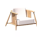 Comfortable Modern Single Sofa With White Cushion And Wooden Frame Minimalist Design