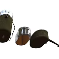 Green Kitchen Cookware Set With Metal Inner Lining And Portable Handles 3d model