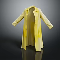 Modern Flowy Yellow Long Coat With Lapel Collar Front Buttons And Long Sleeves