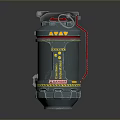 Tactical Explosive Weapon With Metal Casing Red Accents And Yellow Warning Stripes 3d model