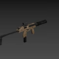 Tactical Rifle With Red Dot Sight Suppressor Tan Modular Design And Textured Grip
