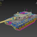 Military Tank LUN 219 with Long Gun Barrel Heavy Duty Tracks and Gray Exterior